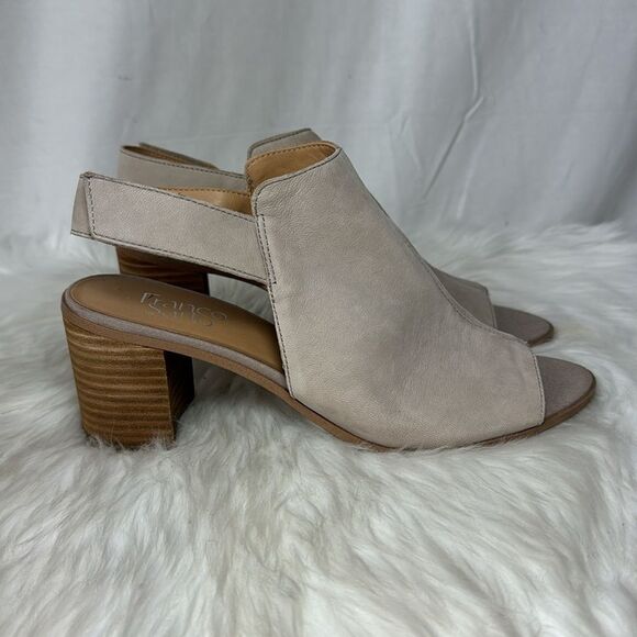 Franco Sarto Helix Slingback Peep Toe Stack Heel Sandals Sz 9.5 - Picture 5 of 7
